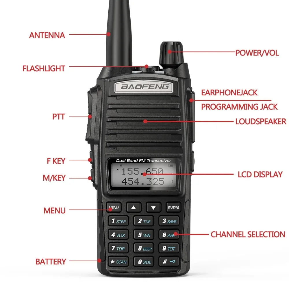 Baofeng UV-82 Real 8W Walkie Talkie Dual Band VHF/UHF Two-Way Radios Transceiver Walkie Talkie
