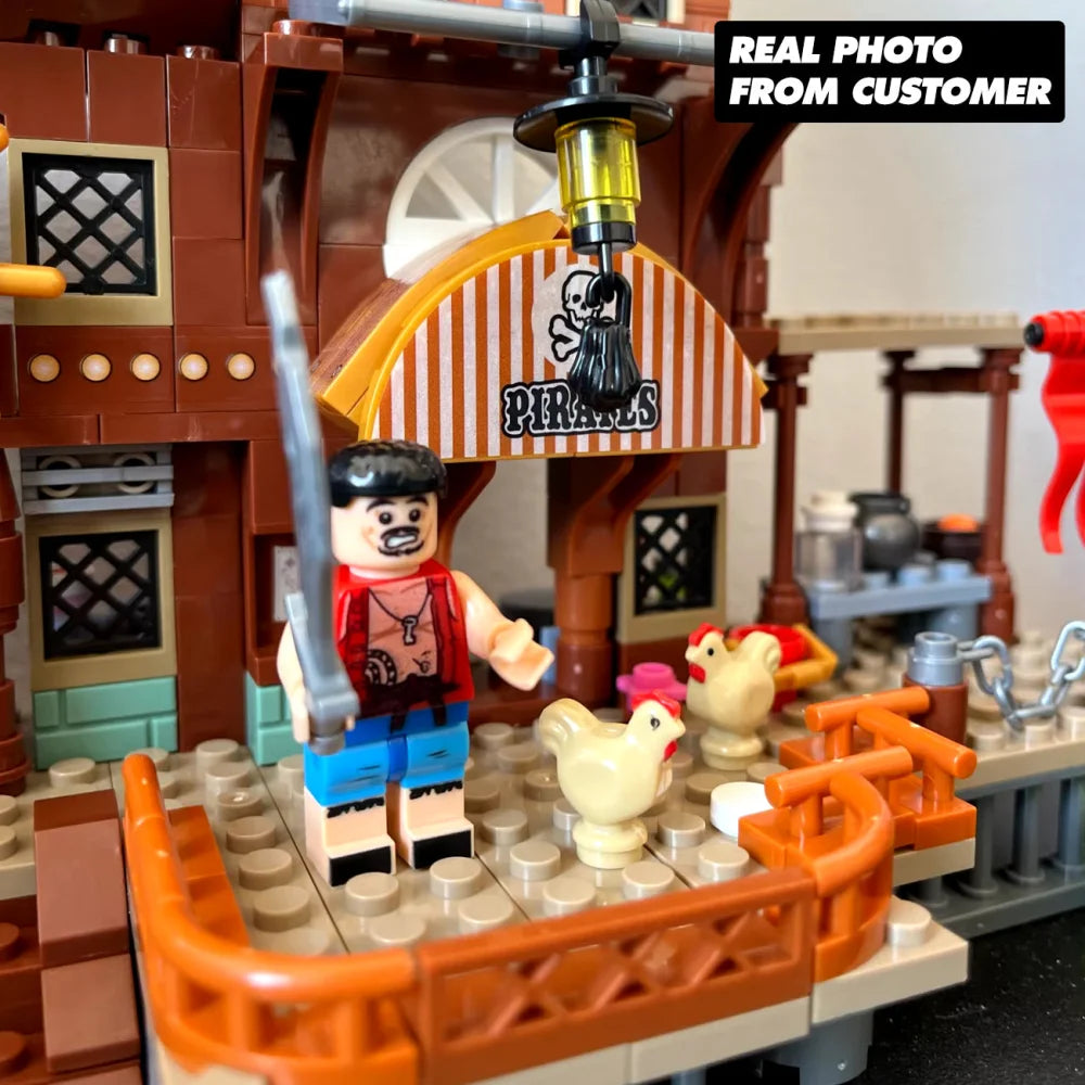 Creative Medieval Pirate Island Fortress Castle Building Blocks w/ Figurines Building Blocks