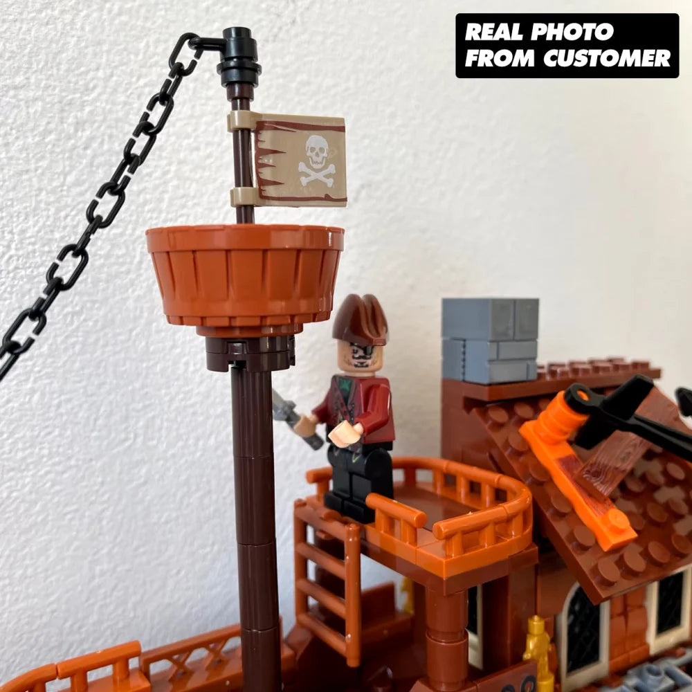 Creative Medieval Pirate Island Fortress Castle Building Blocks w/ Figurines Building Blocks