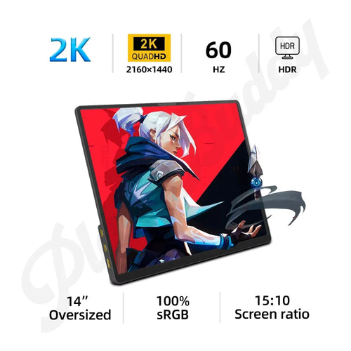 ZSUS 2160x1440 14 Inch 2K Portable Monitor 60Hz sRGB for PC XBOX PS4 PS5 TV 14 Inch / 60Hz / ZSUS Portable Monitor