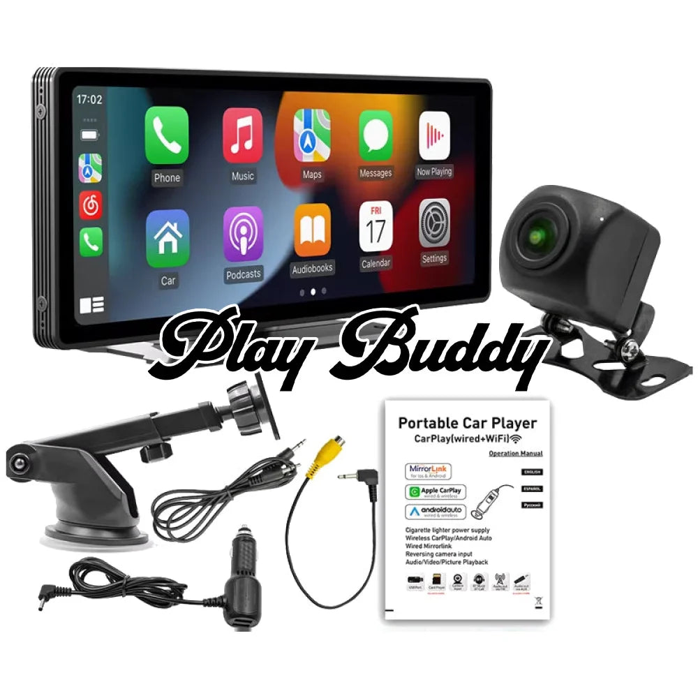 10.26 Inch Wireless Portable Apple CarPlay Android Auto Radio Touchscreen + Cam - Multimedia + HD Cam - Car