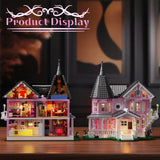 1349PCS MOC Coraline The Pink Palace Building Blocks with Lighting Kit Pink Palace Building Blocks