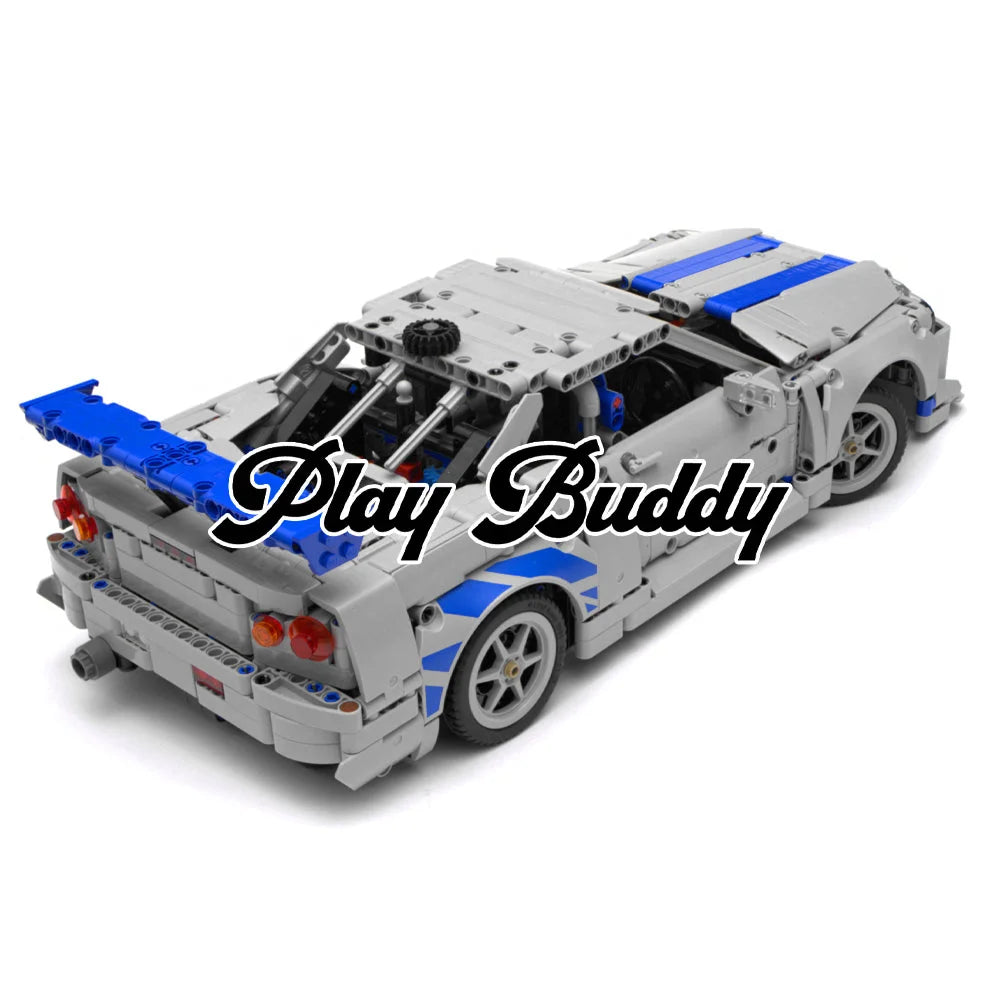 2 Fast 2 Furious Nissan Skyline GT-R R34 (42210) 1410PCS Building Blocks Nissan Skyline GT-R R34 Building Blocks