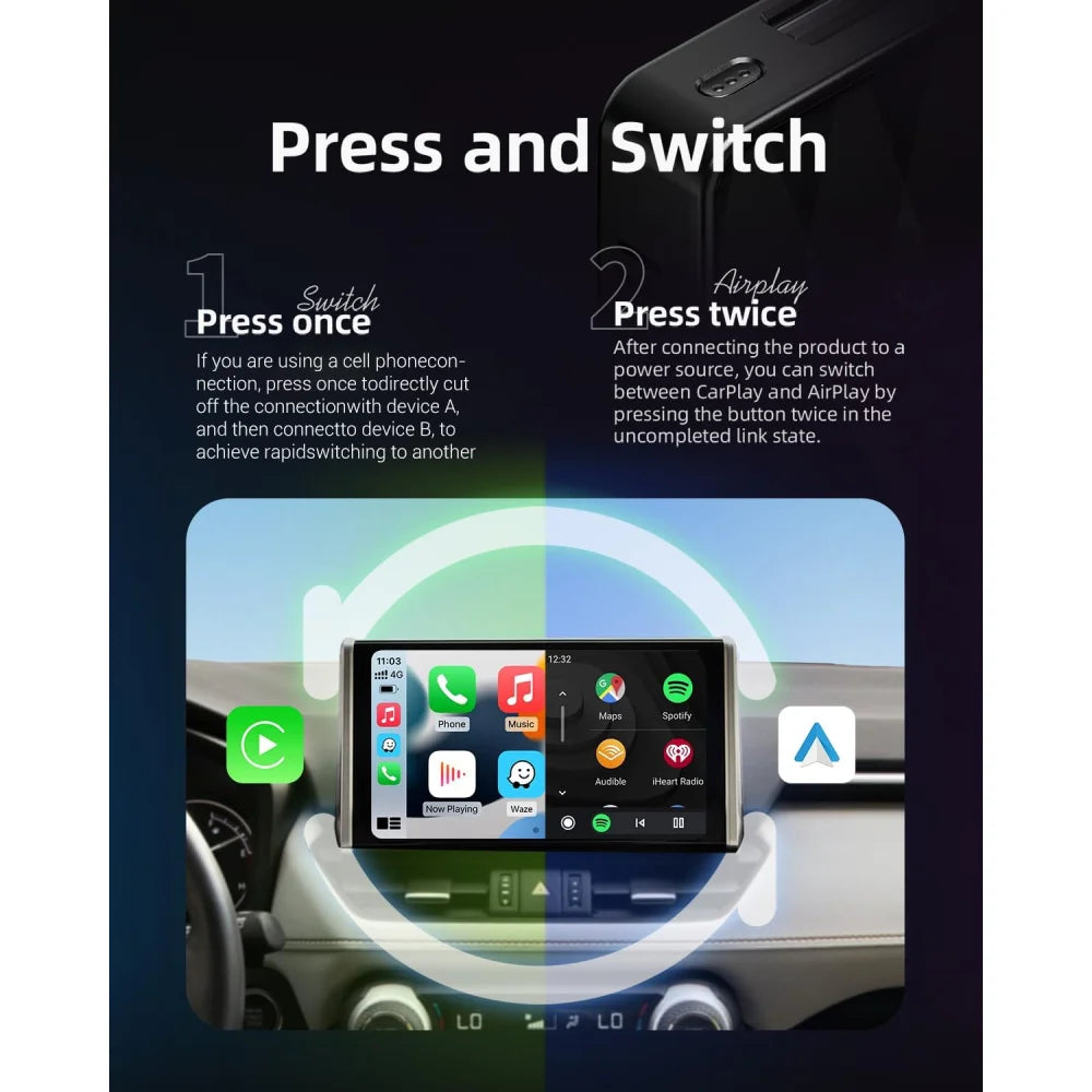 2025 Ottoadapter MX 3 In 1 Wireless CarPlay Adapter Android Auto/AirPlay Adapter Ottoadapter MX Apple CarPlay & Android