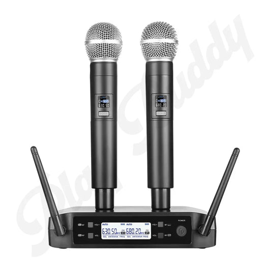 2025 UHF Wireless Microphone Metal Professional Dual Channel Handheld Mics Party 2x Mics + Receiver Microphone
