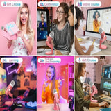 2025 USB Condenser Microphone Pink Studio Recording Mic for PC Mac Phone Gaming Pink Microphone