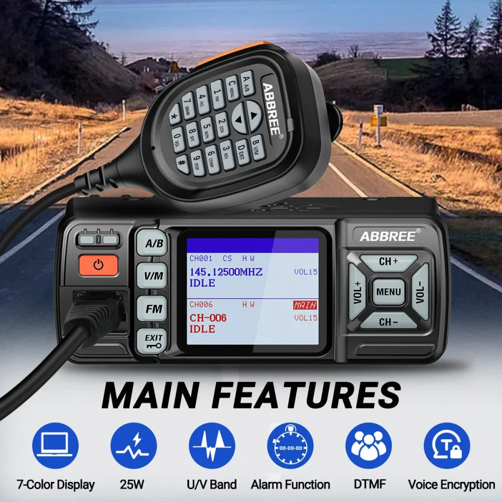 AR-318 25W Mini Ham Transceiver Car Mobile Radio Amateur Walkie Talkie Dual Band Black Walkie Talkie