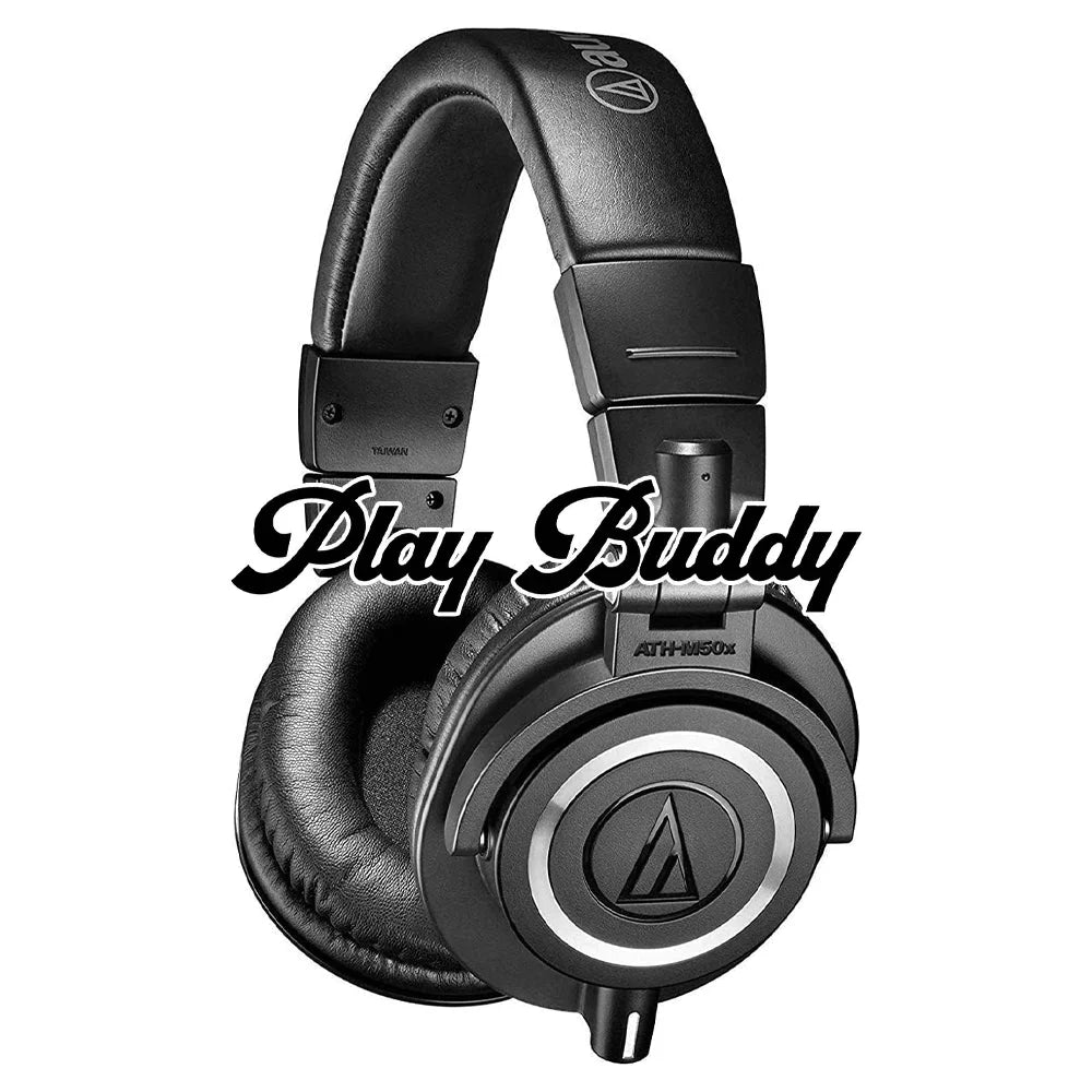 Audio Technica ATHM50X Black Studio Monitor Headphones + Case & Cables ATH-M50X ATH-M50x Microphone
