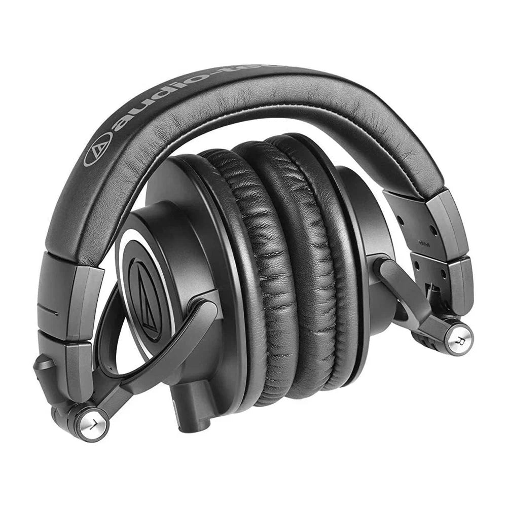 Audio Technica ATHM50X Black Studio Monitor Headphones + Case & Cables ATH-M50X ATH-M50x Microphone