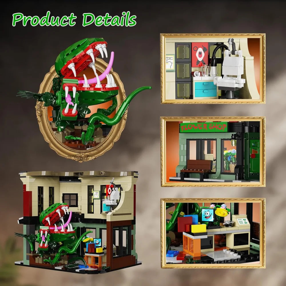 Audrey II Piranha Plant House Flower Shop 850PCS Building Blocks MOC Bricks Flower Shop Building Blocks