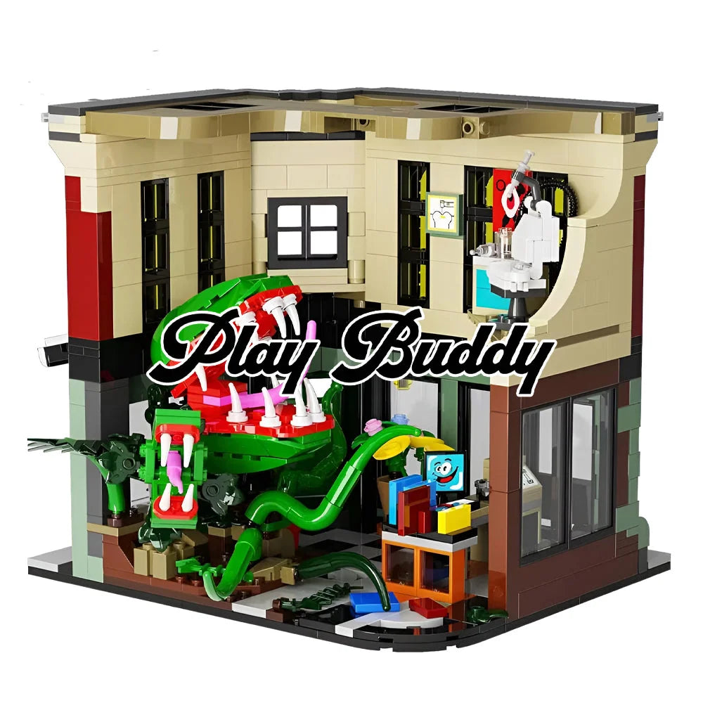 Audrey II Piranha Plant House Flower Shop 850PCS Building Blocks MOC Bricks Flower Shop Building Blocks