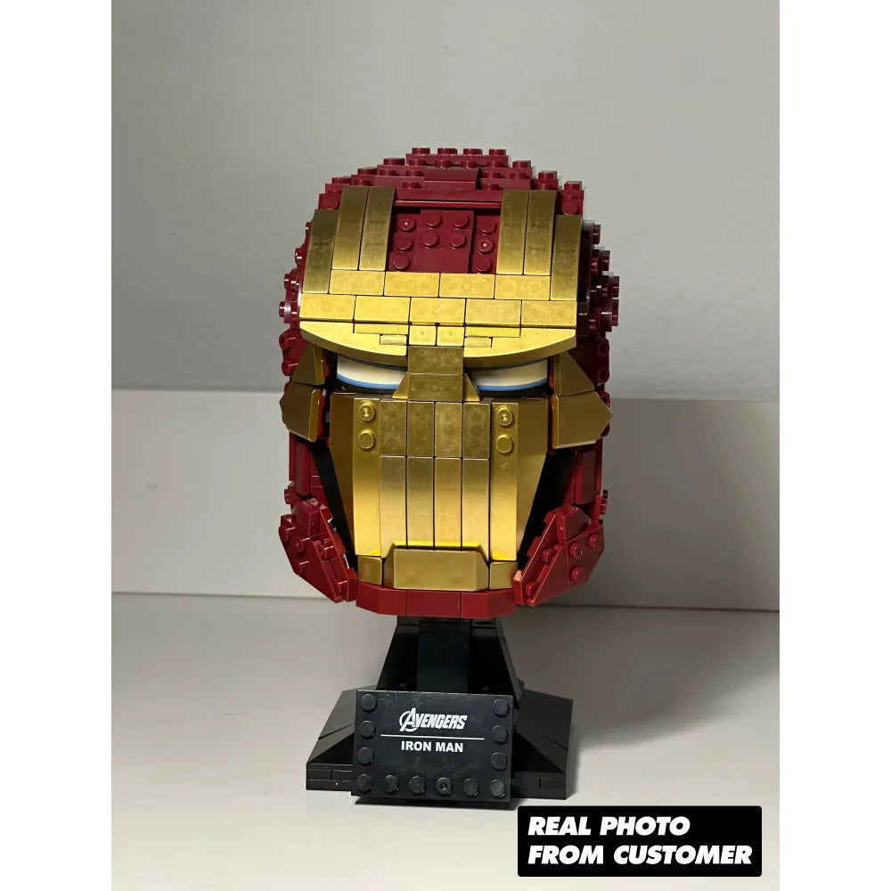 Avengers Iron Man Helmet Brick Iron Man Mask Assembly Building Block Toys Gift Iron Man Helmet / 480 Pieces Building