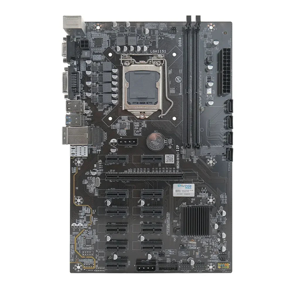 B250 Mining Motherboard 12 GPUs 12 PCIEx16 Slots LGA1151 DDR4 SATA3.0 VGA HDMI B250 Motherboard