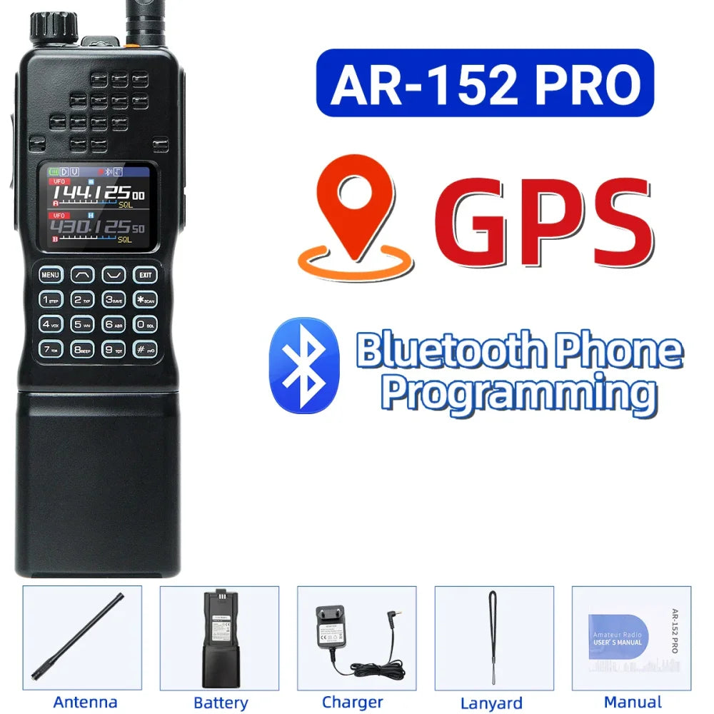 Baofeng AR-152 15W Walkie Talkie Two Way Radio 12000mAh GPS Tactical Long Range Black Walkie Talkie