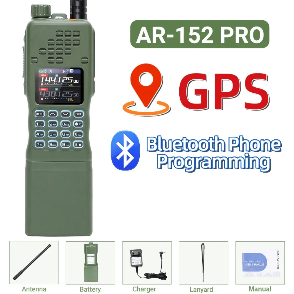 Baofeng AR-152 15W Walkie Talkie Two Way Radio 12000mAh GPS Tactical Long Range Green Walkie Talkie