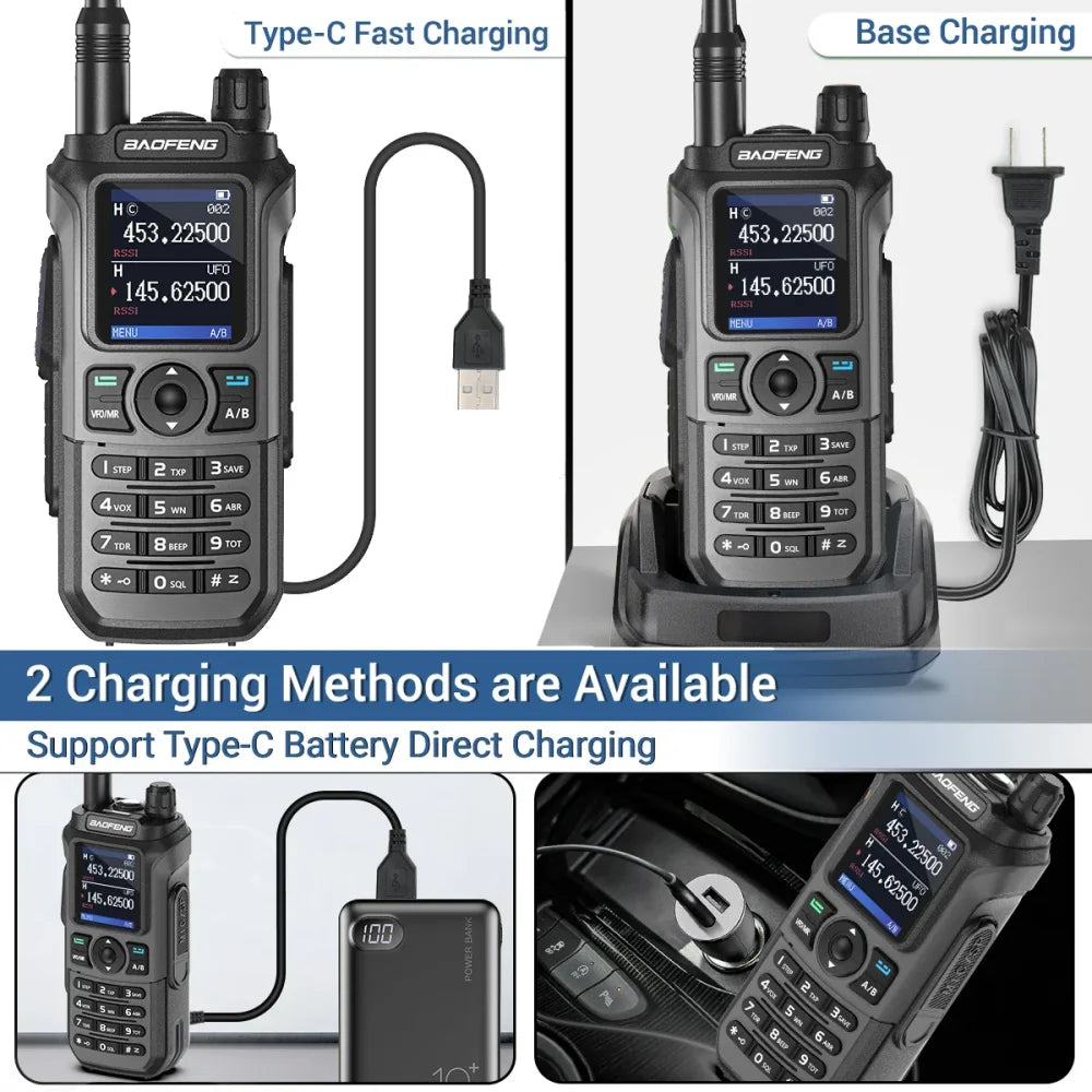 Baofeng UV-21 Pro V2 Walkie Talkie Tri Band Type-C Long Range Two Way GPS Radio Walkie Talkie