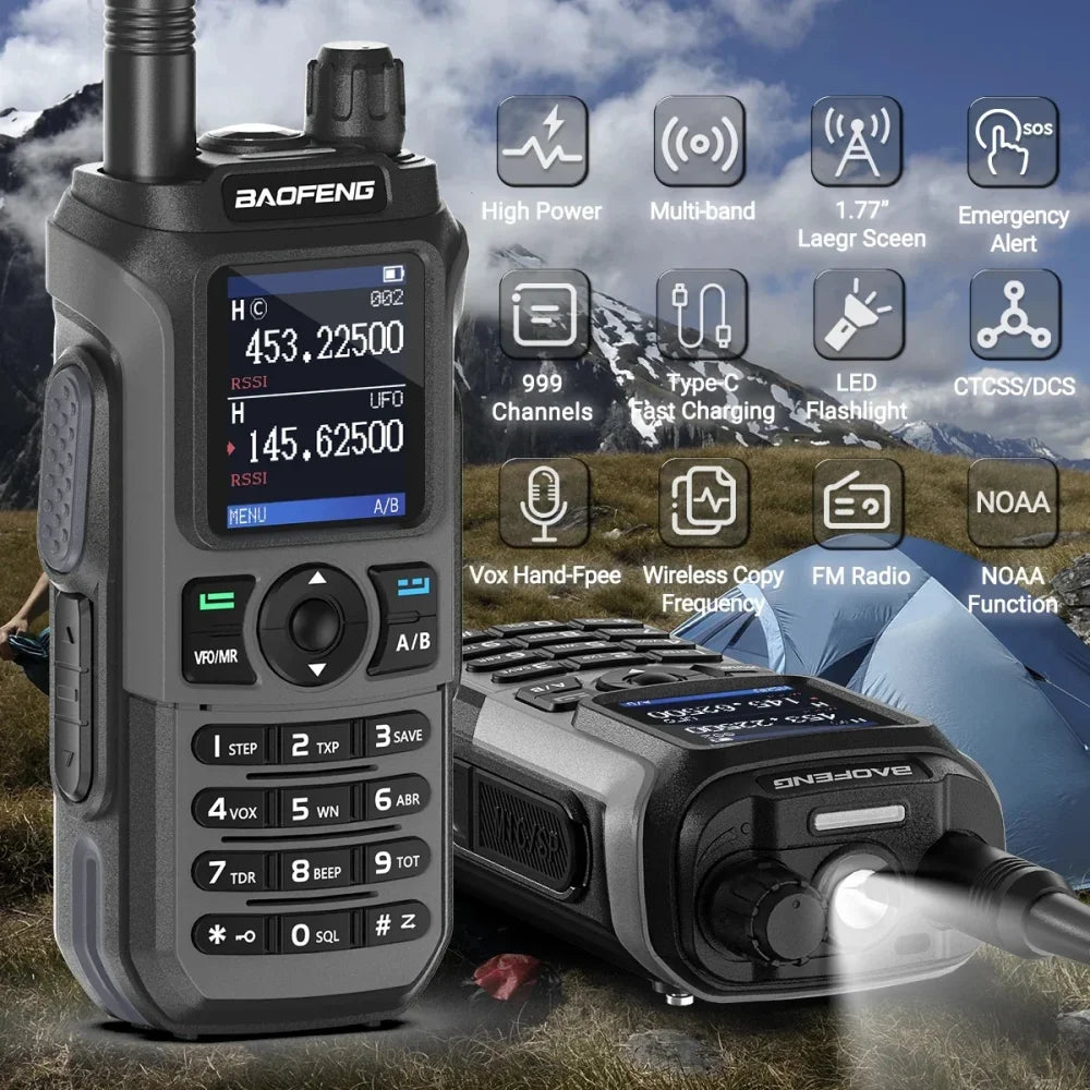 Baofeng UV-21 Pro V2 Walkie Talkie Tri Band Type-C Long Range Two Way GPS Radio Walkie Talkie