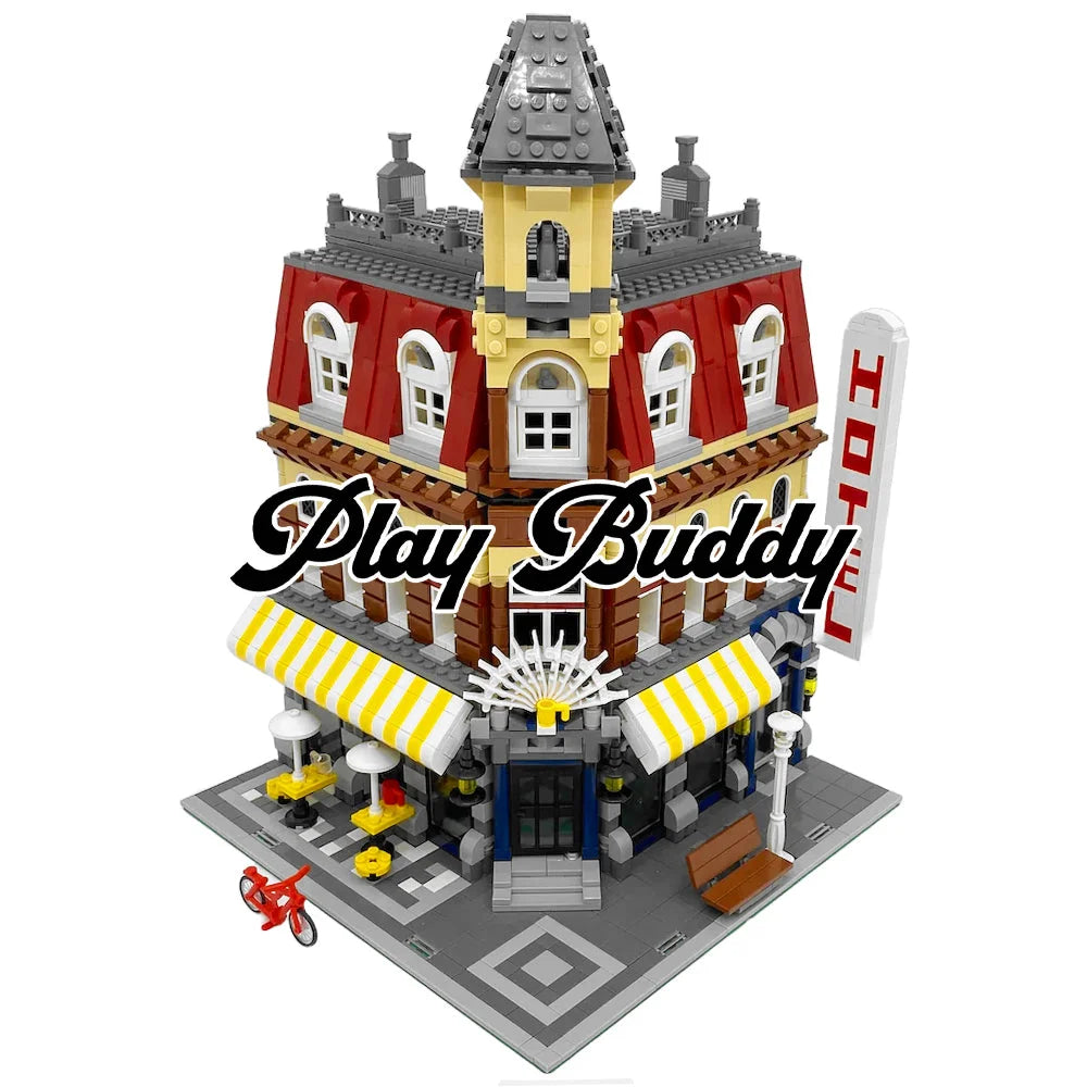Café Corner (10182) 2058PCS Modular Building Blocks w/ 3 Figures - Cafe Corner - Building Blocks