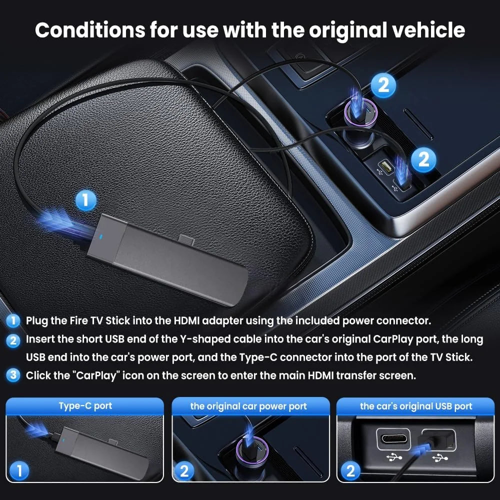 CarlinKit FireDrive CarPlay to HDMI Cable Adapter for Fire TV Stick Streaming CarlinKit FireDrive Apple CarPlay &