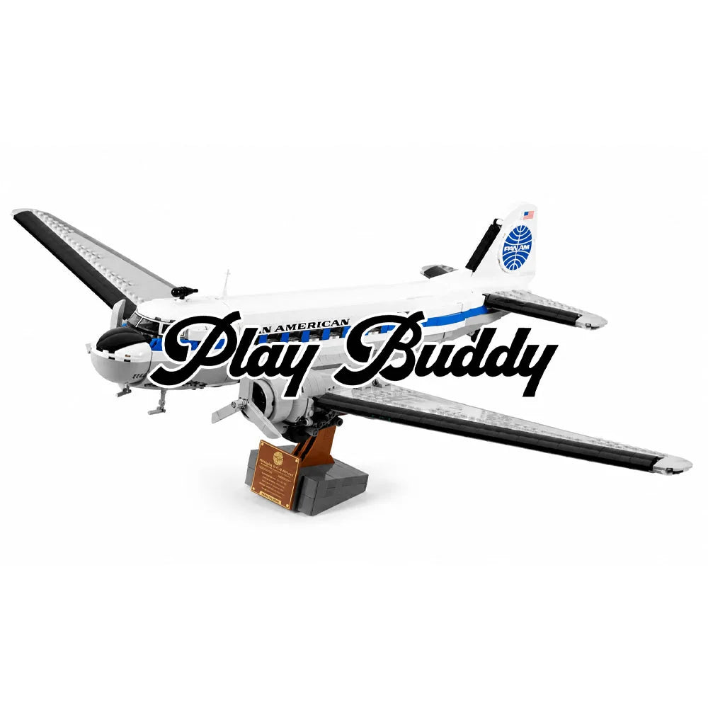 Douglas DC-3 PAN AM Airliner (11378) 1903PCS Building Blocks w/ 4 Figures - Douglas DC-3 PAN AM Airliner - Building