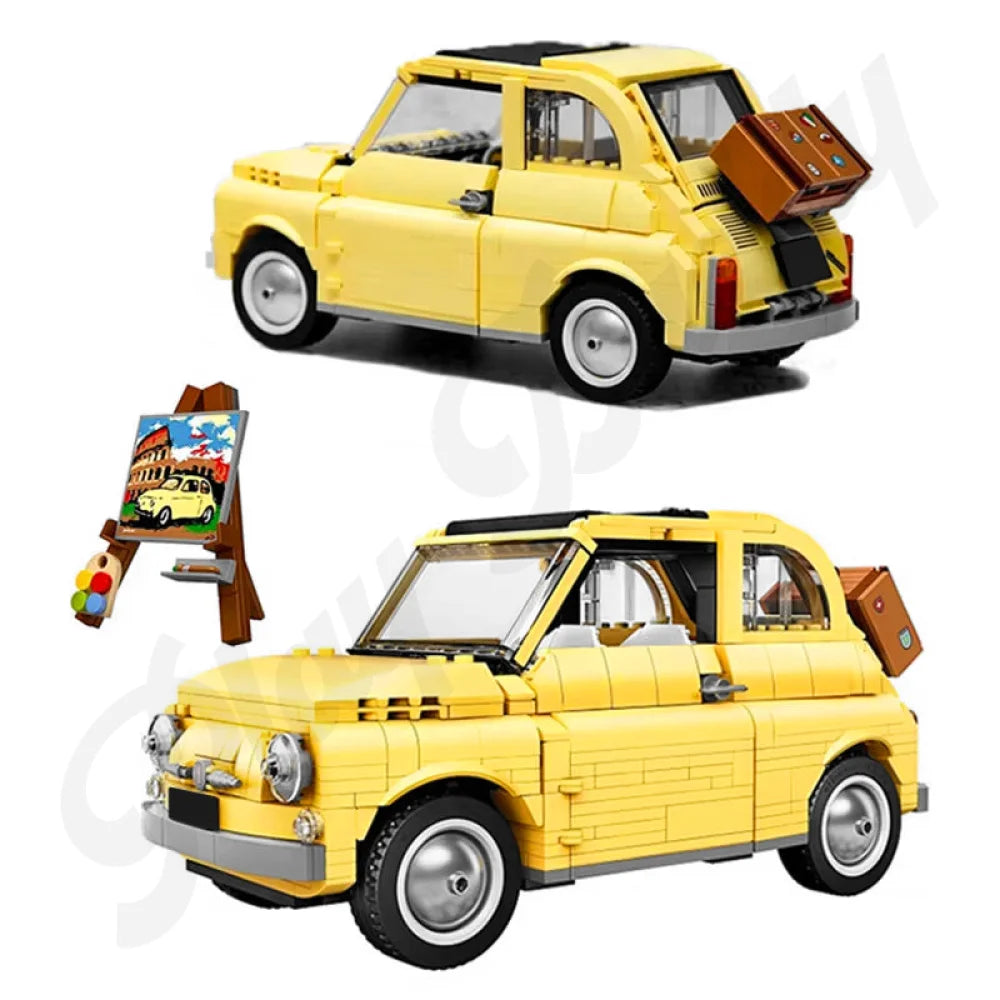 Fiat 500 Technical Building Block Brick Set Classic Yellow Car Toy Gift 960PCS Fiat 500 / 960 Pieces Building Blocks
