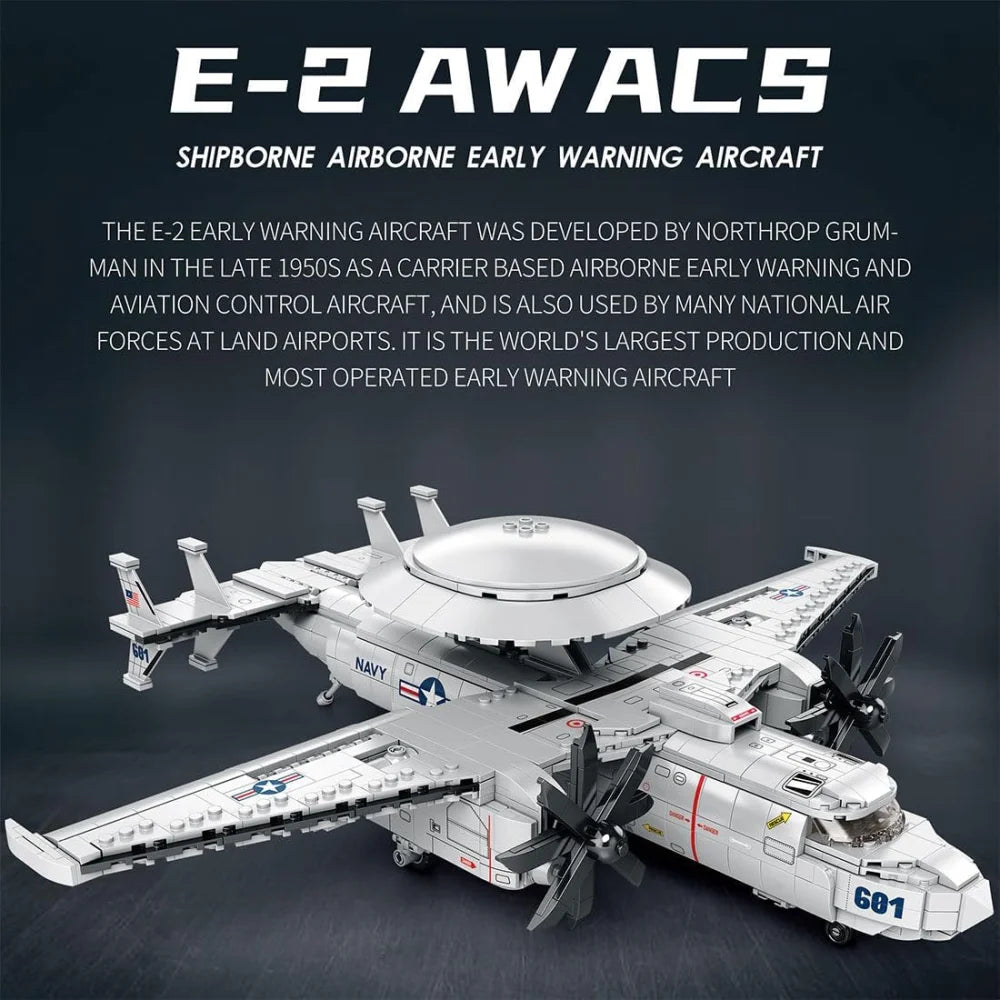 Grumman E-2 Hawkeye Early Warning Aircraft 1144PCS Building Blocks MOC Bricks Grumman E-2 Hawkeye Building Blocks
