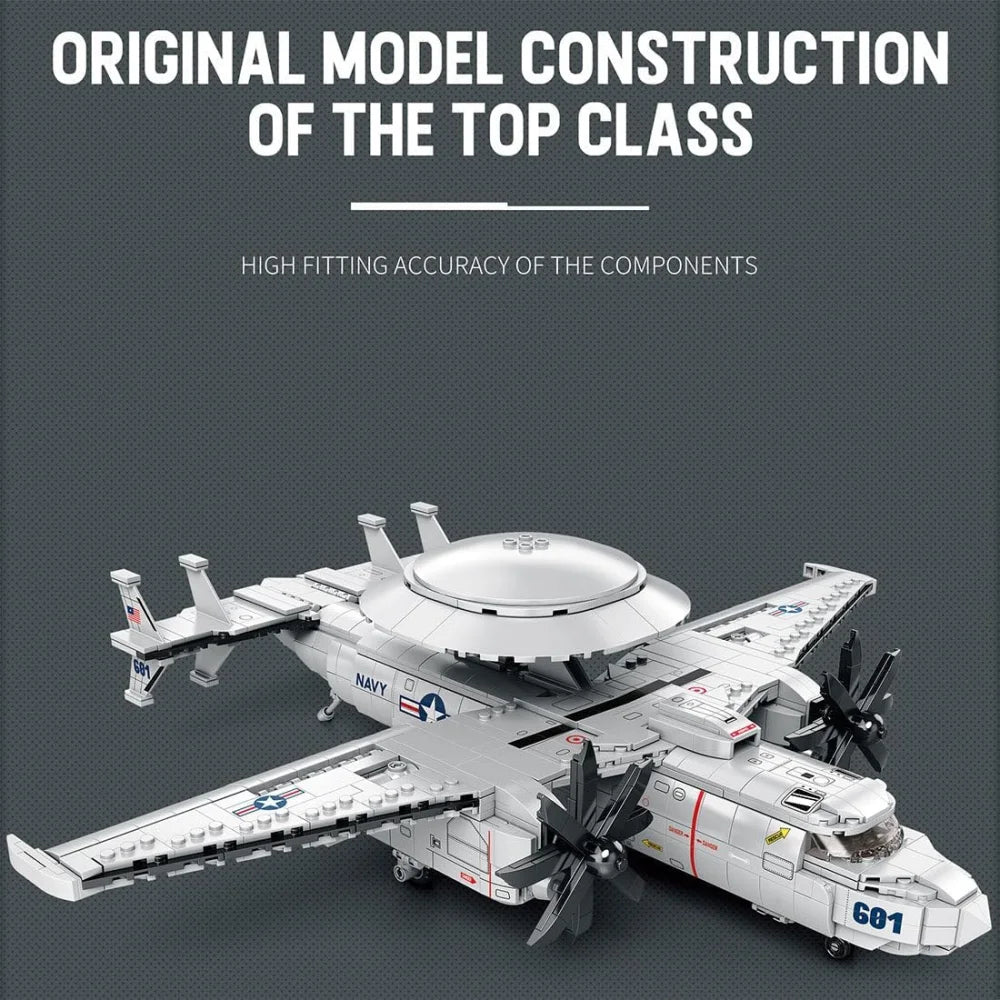 Grumman E-2 Hawkeye Early Warning Aircraft 1144PCS Building Blocks MOC Bricks Grumman E-2 Hawkeye Building Blocks