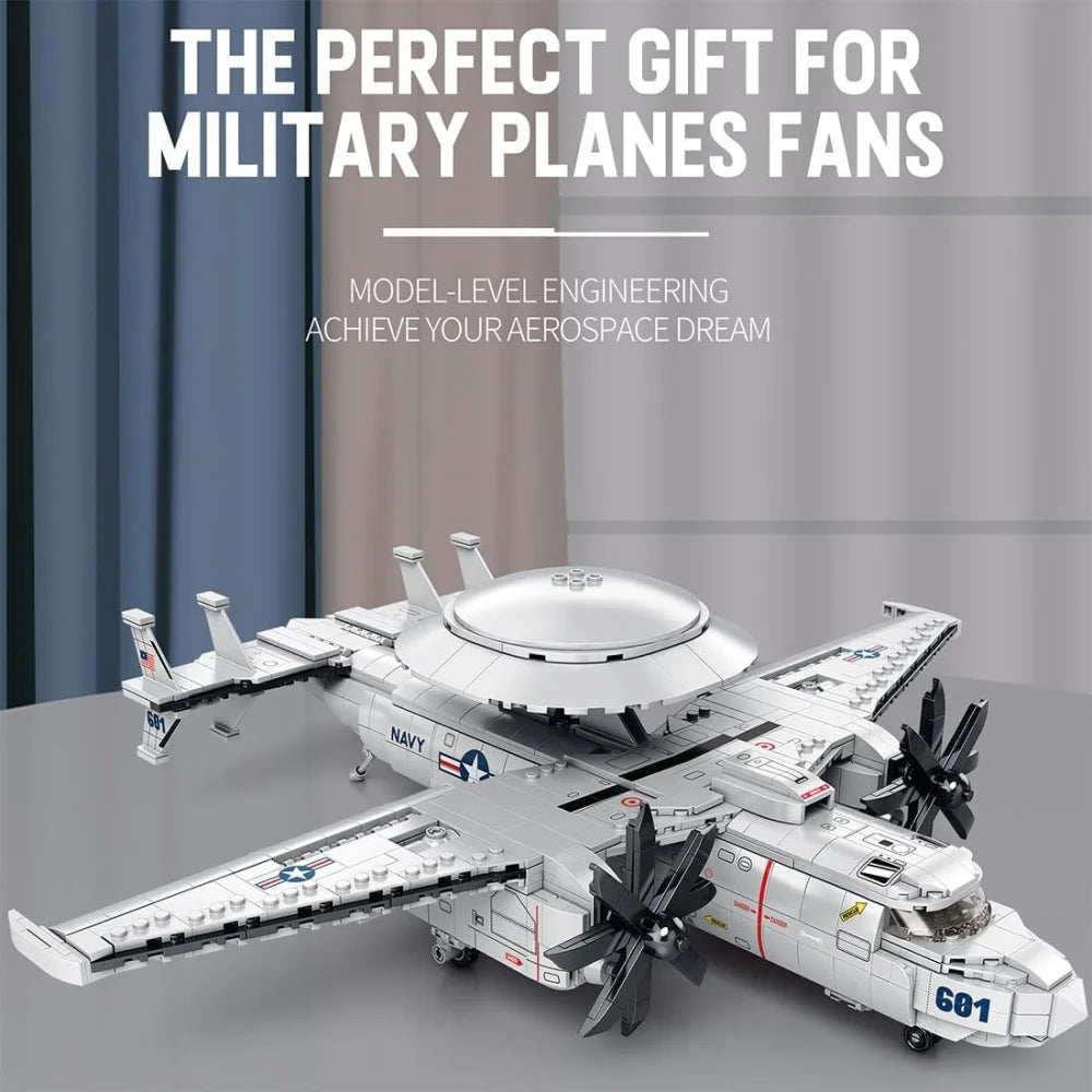 Grumman E-2 Hawkeye Early Warning Aircraft 1144PCS Building Blocks MOC Bricks Grumman E-2 Hawkeye Building Blocks