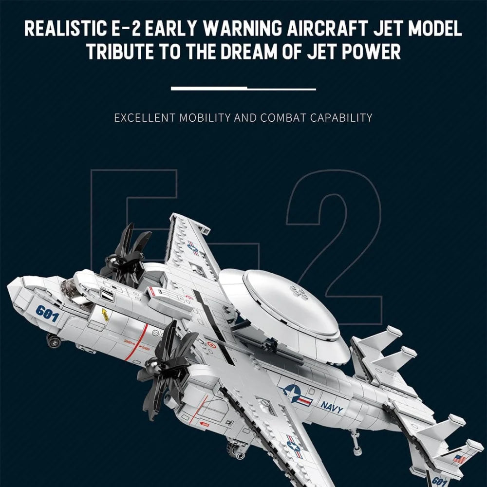 Grumman E-2 Hawkeye Early Warning Aircraft 1144PCS Building Blocks MOC Bricks Grumman E-2 Hawkeye Building Blocks