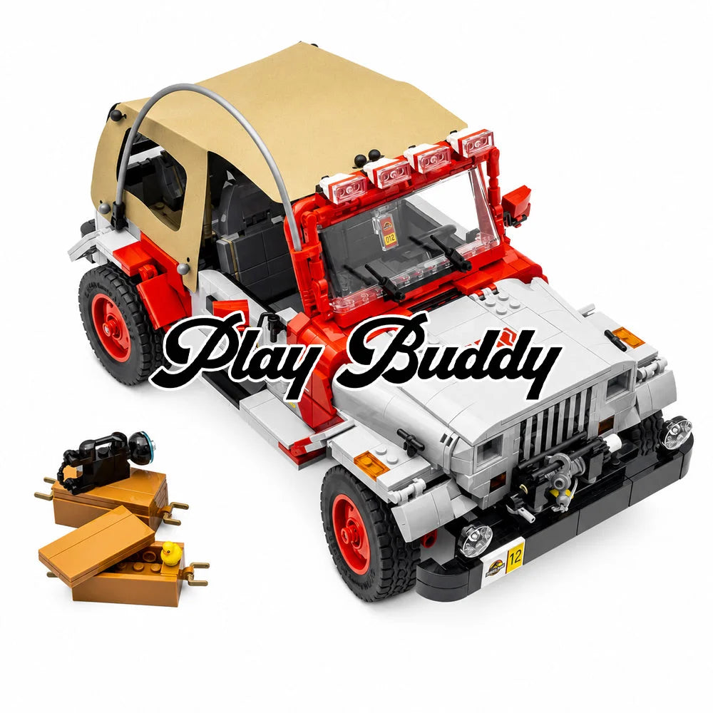Jurassic Park: Jeep Wrangler (77984) 1924PCS Building Blocks w/ Figure - Jeep Wrangler - Building Blocks