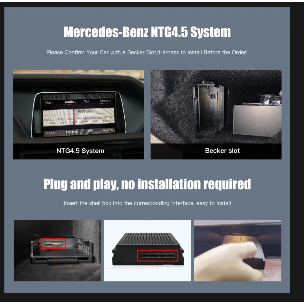 Mercedes 2011-2015 NTG4.5 Plug&Play Retrofit Wireless CarPlay & Android Auto NTG4.5 with Becker Slot Apple CarPlay &
