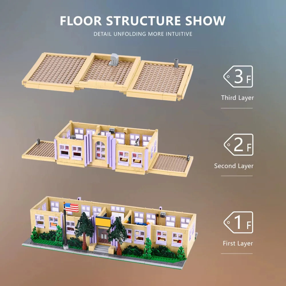 MOC The Simpsons Springfield Elementary School Building Blocks 3500PCS Springfield Elementary School / 3500 Pieces