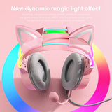 ONIKUMA RGB LED Cat Ear Gaming Headset Headphones 3D Surround Sound Mic Earphone Headphones