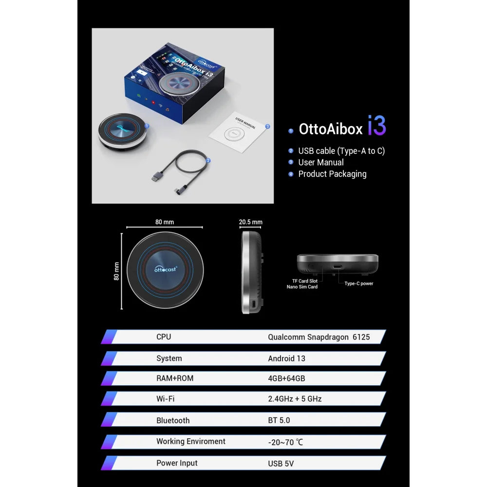 Ottocast for BMW CarPlay AI BOX i3 Multimedia Player TV Box w/ YouTube & Netflix Ottocast for BMW Apple CarPlay &