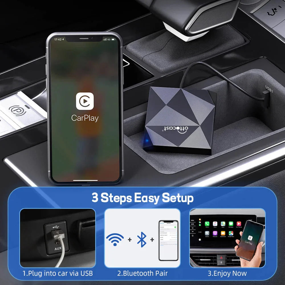 Ottocast U2-AIR Wireless Apple CarPlay Adapter for OEM Wired CarPlay Cars Apple CarPlay Apple CarPlay & Android Auto