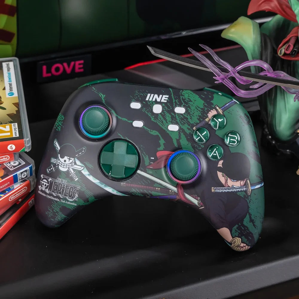 Pro Roronoa Zoro One Piece RGB Gaming Controller for Nintendo Switch & PC Green / RGB Gaming Controller