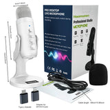 Pro White USB Condenser Microphone Studio Recording Mic for PC Mac Phone Gaming White Microphone