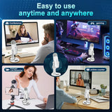 Pro White USB Condenser Microphone Studio Recording Mic for PC Mac Phone Gaming White Microphone