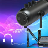 Professional Streaming Podcast PC Mac Gaming Microphone Studio Condenser Mic Kit Black Microphone