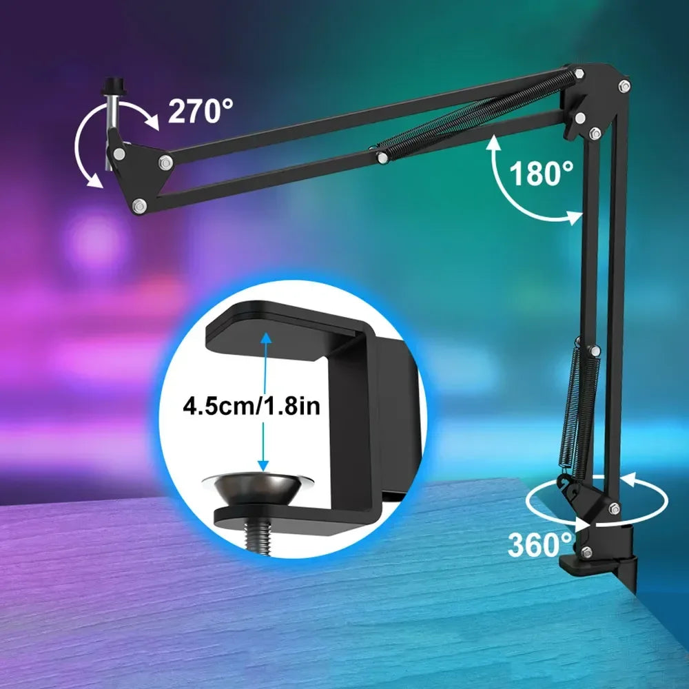 Professional Streaming Podcast PC Mac Gaming Microphone Studio Condenser Mic Kit Black Microphone
