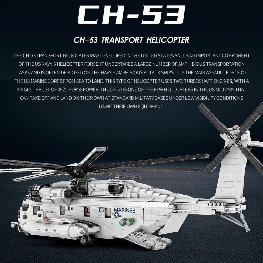 Sikorsky CH-53E Super Stallion Transport Helicopter 2192PCS Building Blocks CH-53E Super Stallion Building Blocks