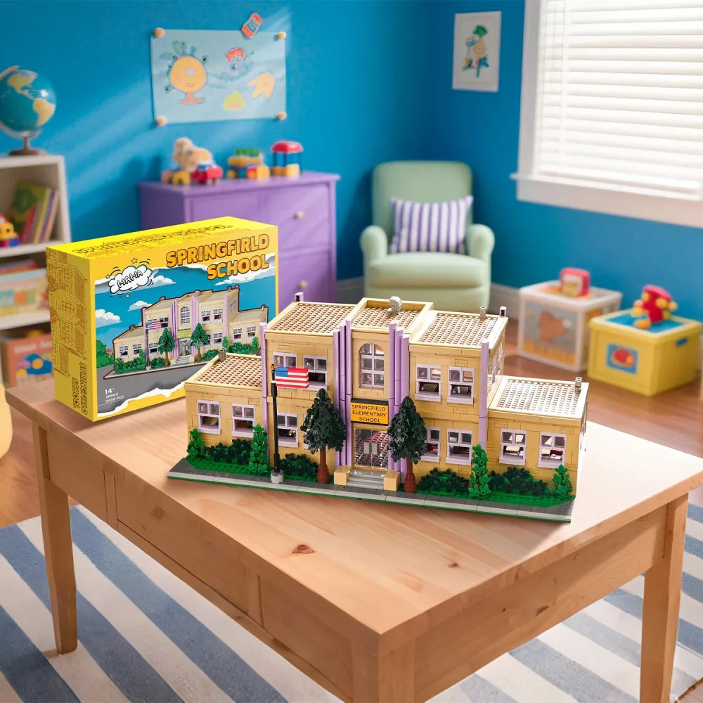 The Simpsons: Springfield Elementary School 3500PCS Building Blocks w/ Box - Springfield Elementary School - Building