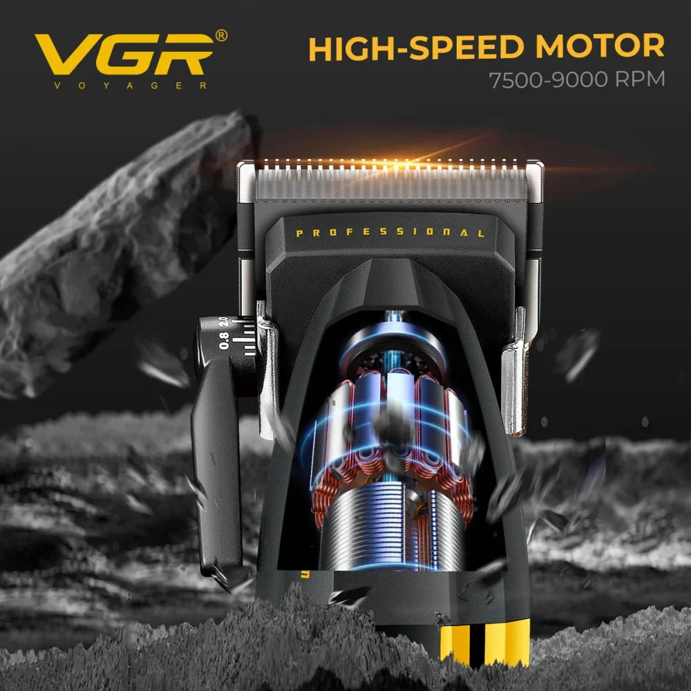 VGR 285 Men’s Professional Hair Clipper 9000RPM Cordless Trimmer w/ LED Display Yellow Electric Shaver