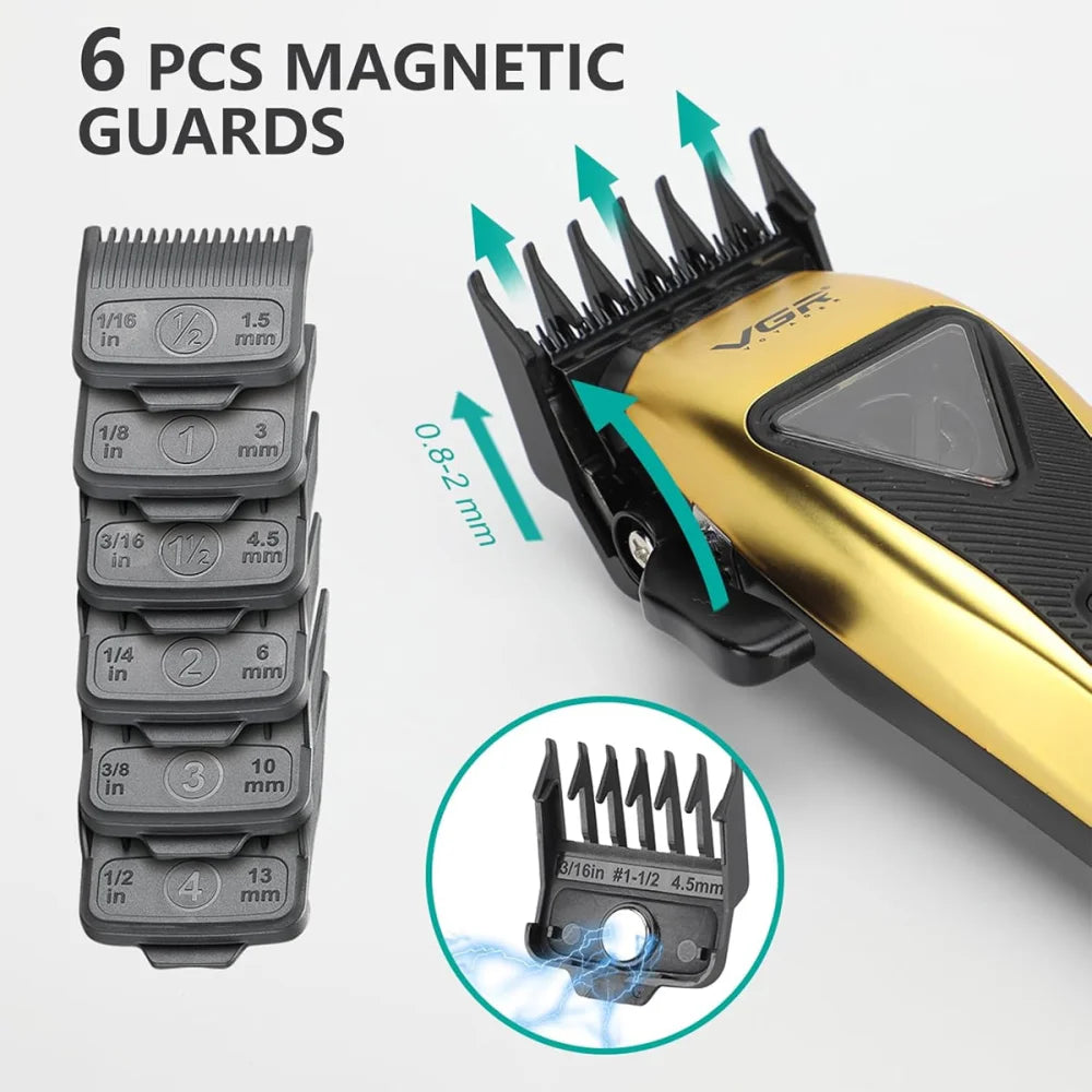 VGR V-015 Hair Clippers Cordless Magnetic Vector Professional Barber Haircutting Yellow Electric Shaver