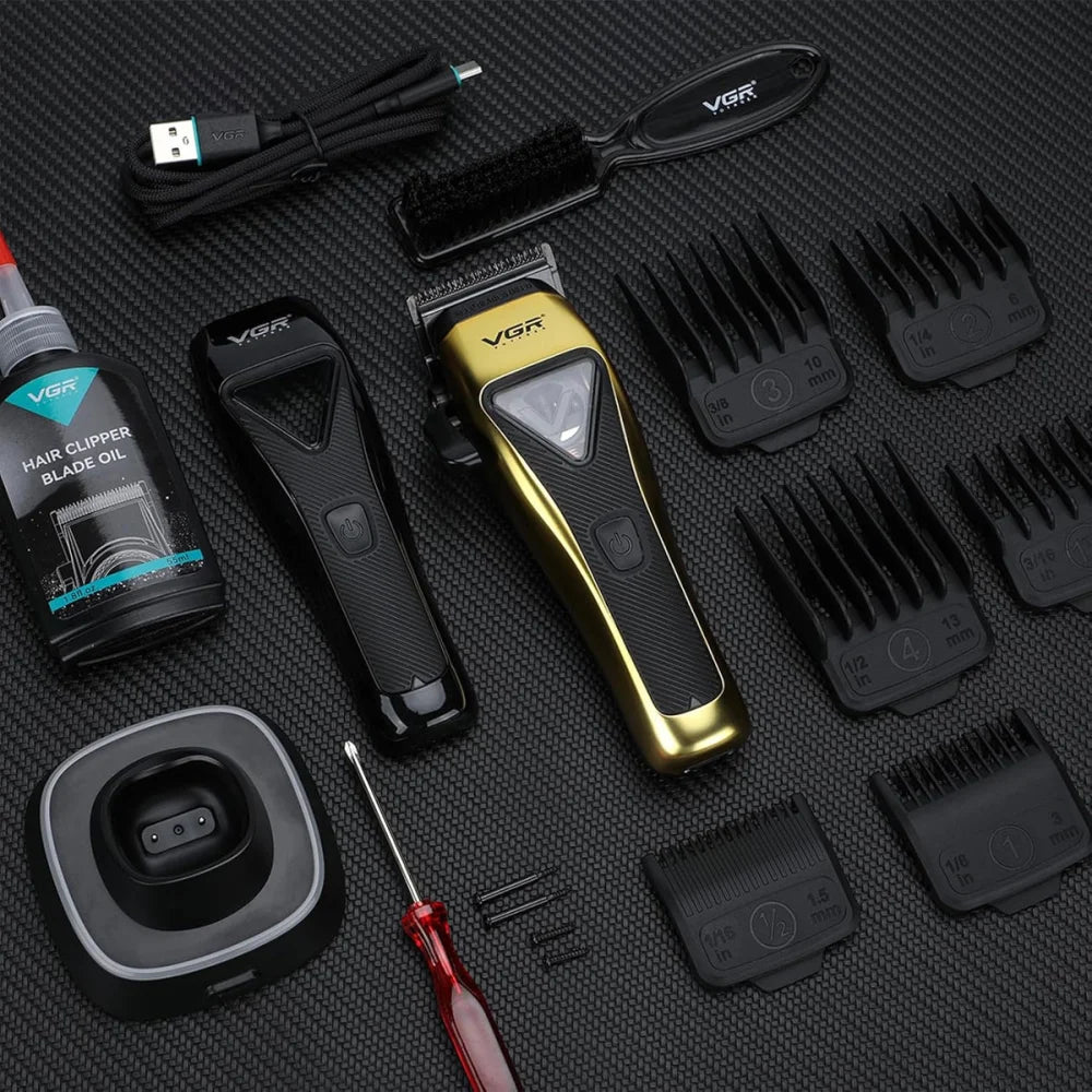 VGR V-015 Hair Clippers Cordless Magnetic Vector Professional Barber Haircutting Yellow Electric Shaver