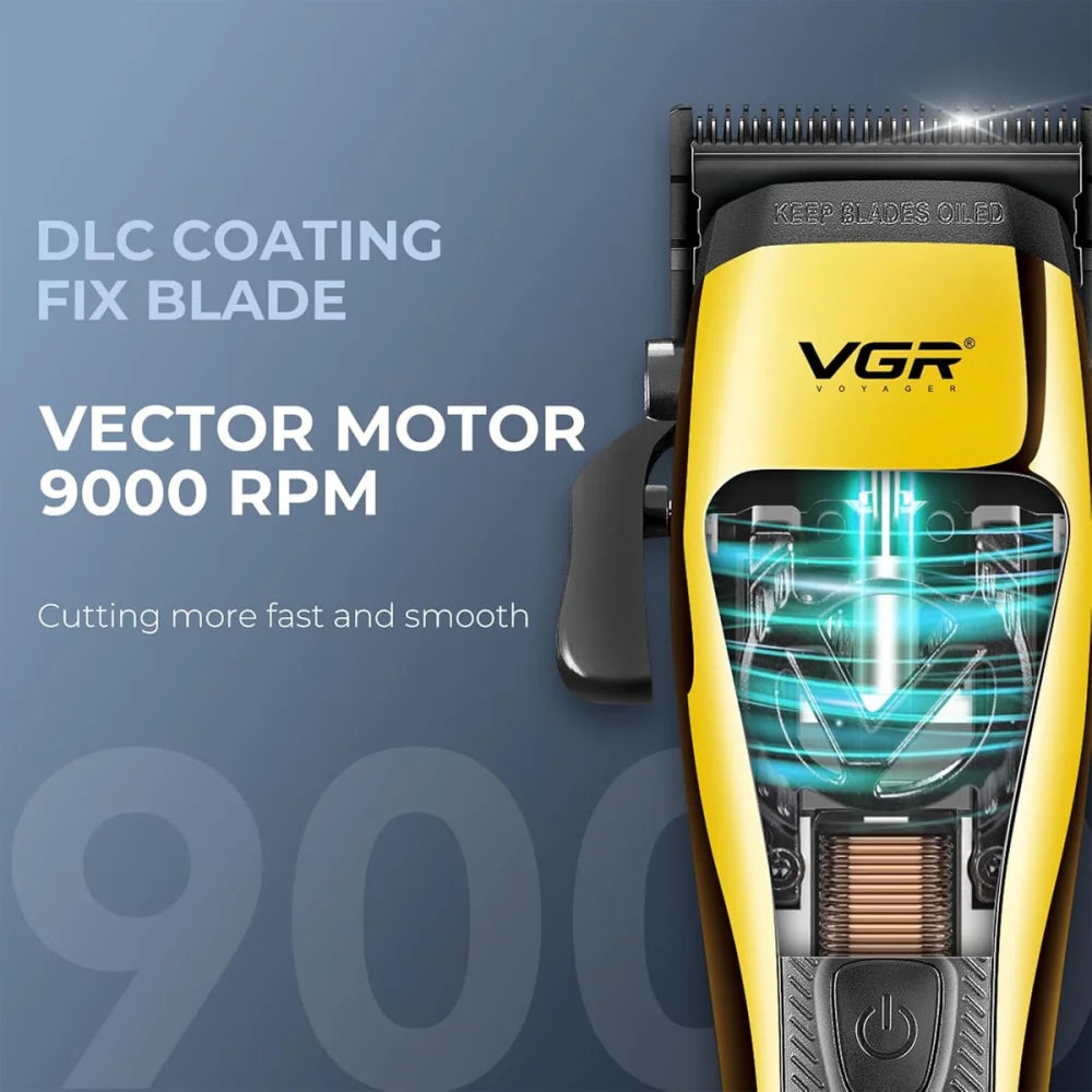 VGR V-015 Hair Clippers Cordless Magnetic Vector Professional Barber Haircutting Yellow Electric Shaver
