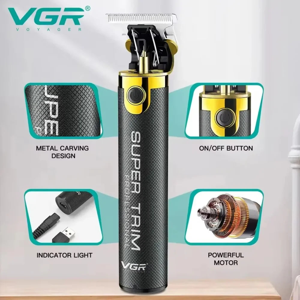 VGR V-082 Super Trim Professional Salon Hair Trimmer Rechargeable Hair Clipper Black Electric Shaver