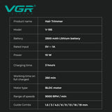 VGR V-195 Hair Clipper Metal Body Titanium Blade LCD Digital Trimmer Electric Shaver