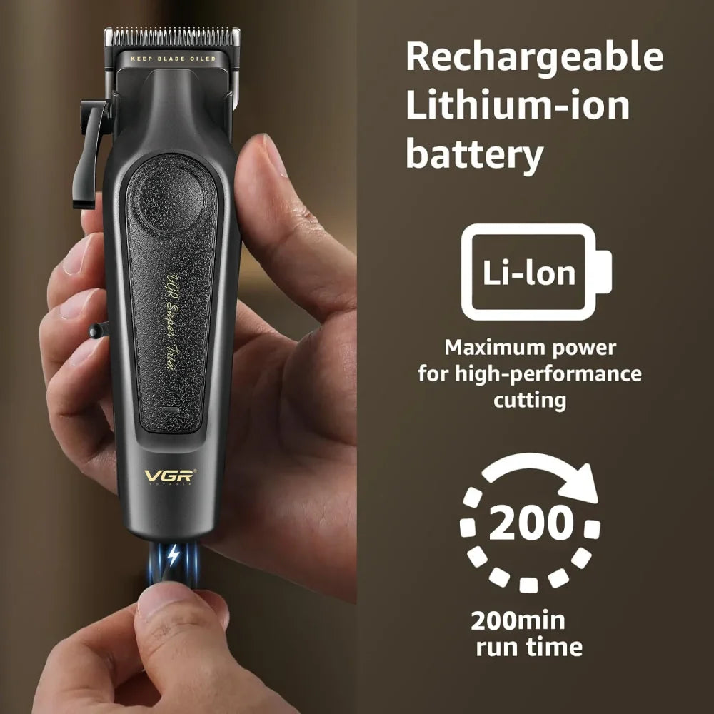 VGR V-197 Hair Clipper Beard Trimmer Ceramic Blade Hair Cutting for Barbers Electric Shaver