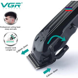 VGR V-282 Professional Salon Hair Clipper Beard Trimmer Cordless LED Display Black Electric Shaver